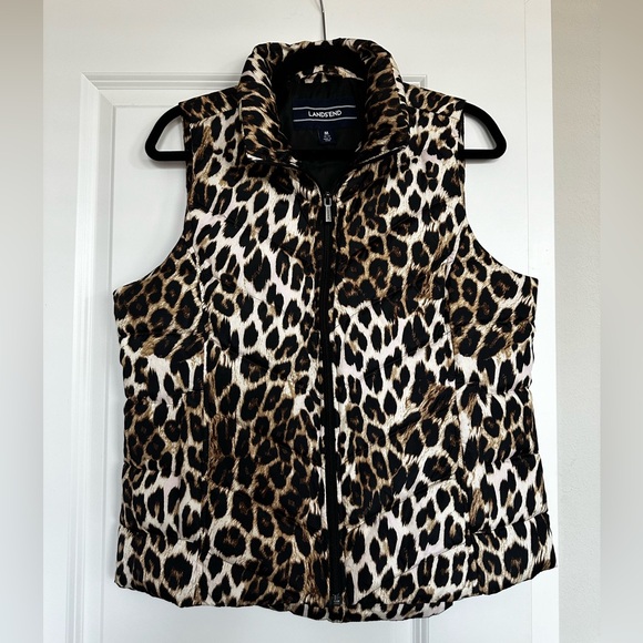Lands End leopard print down vest - Picture 1 of 5